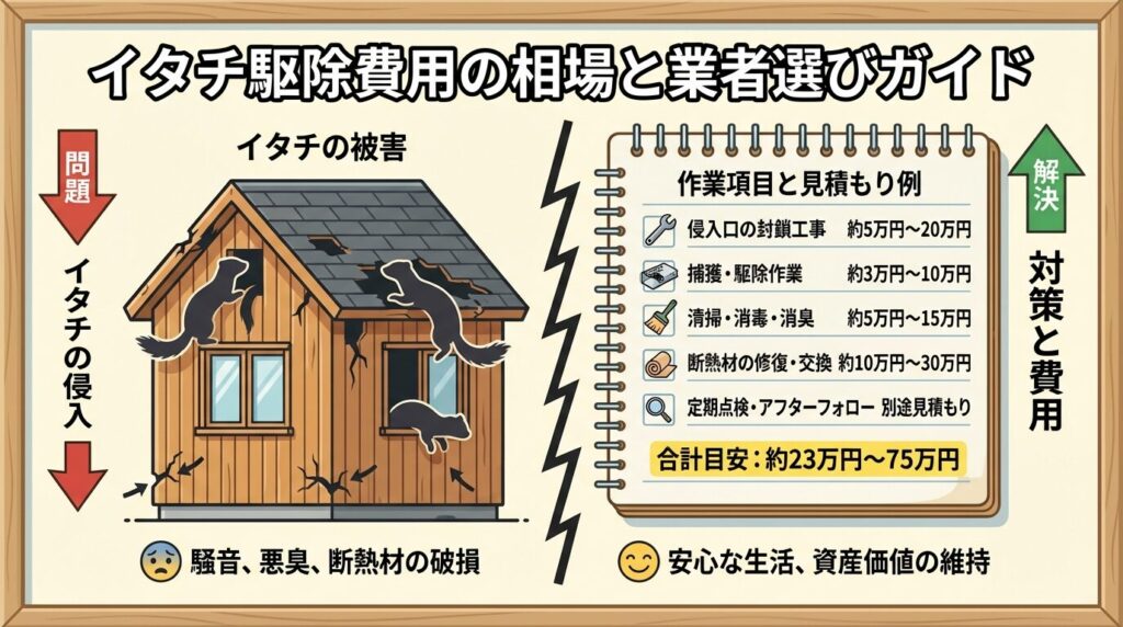 イタチ駆除費用の相場と内訳