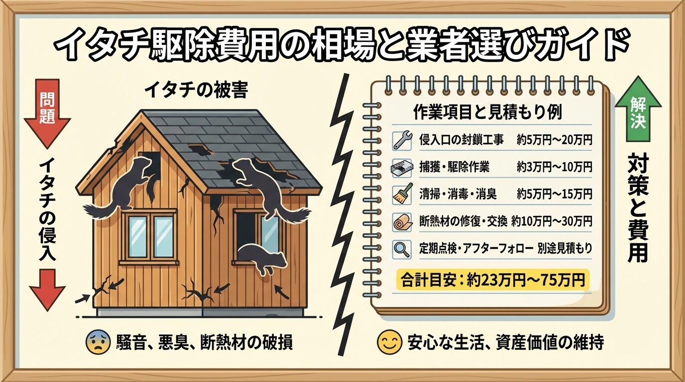 イタチ駆除費用の相場と内訳