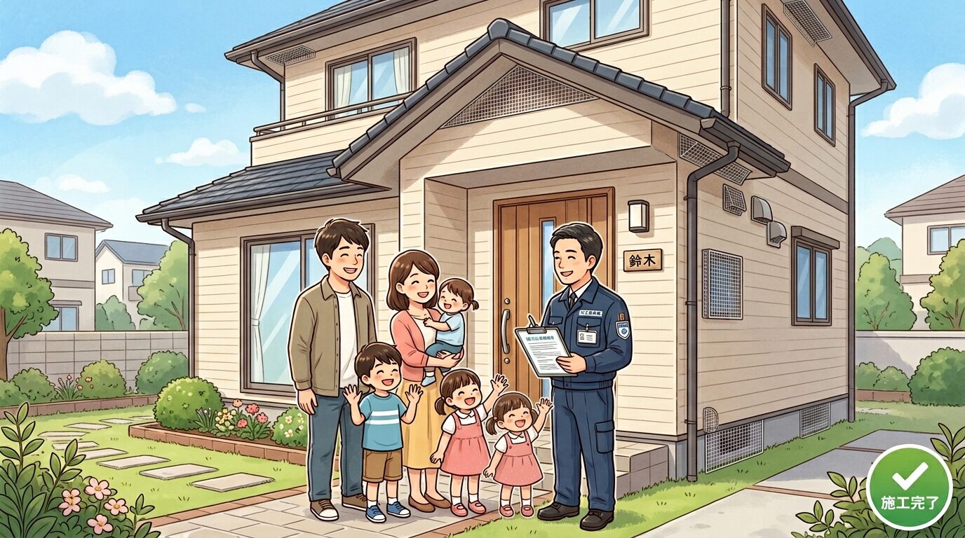 ハクビシン駆除業者に関するよくある質問を解説するイラスト。ハクビシン駆除業者の選び方|費用相場8〜30万円と失敗しない7つのポイントの本文に対応した内容で、害獣駆除のポイントを視覚的にわかりやすく示しています。