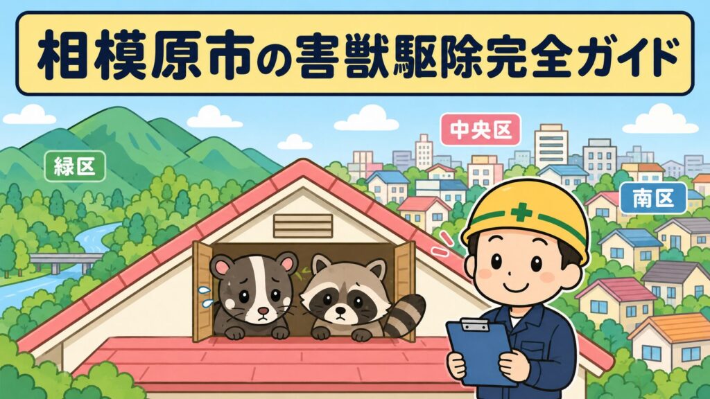相模原市害獣駆除 メインアイキャッチ のいらすとや風イラスト