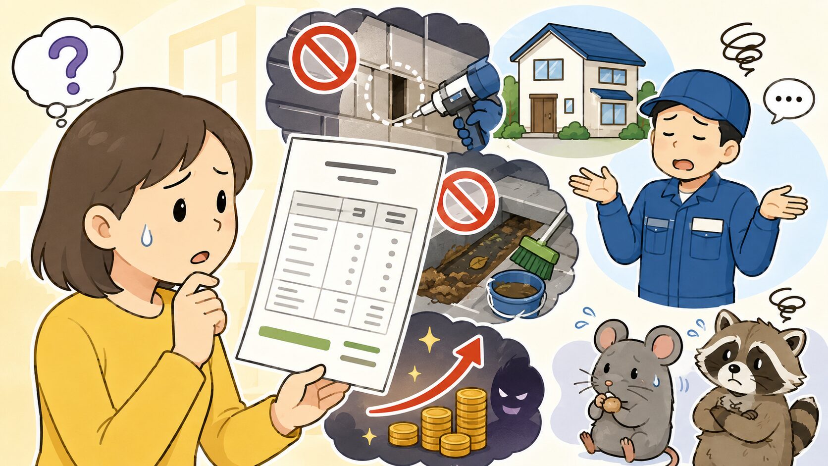 安すぎる見積もりに潜む封鎖不足や追加料金のリスクをイメージで伝えるH2画像