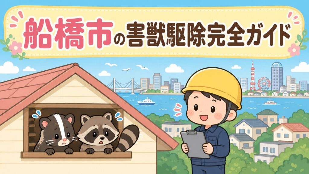 船橋市害獣駆除 メインアイキャッチ のいらすとや風イラスト