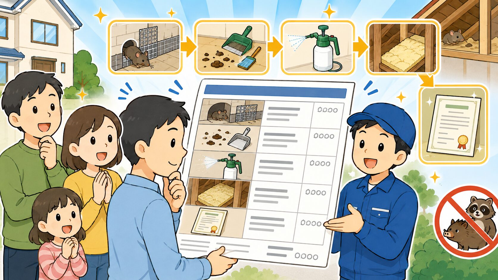 封鎖工事や清掃、保証などが含まれた妥当な高額見積もりの特徴を表現したH2画像