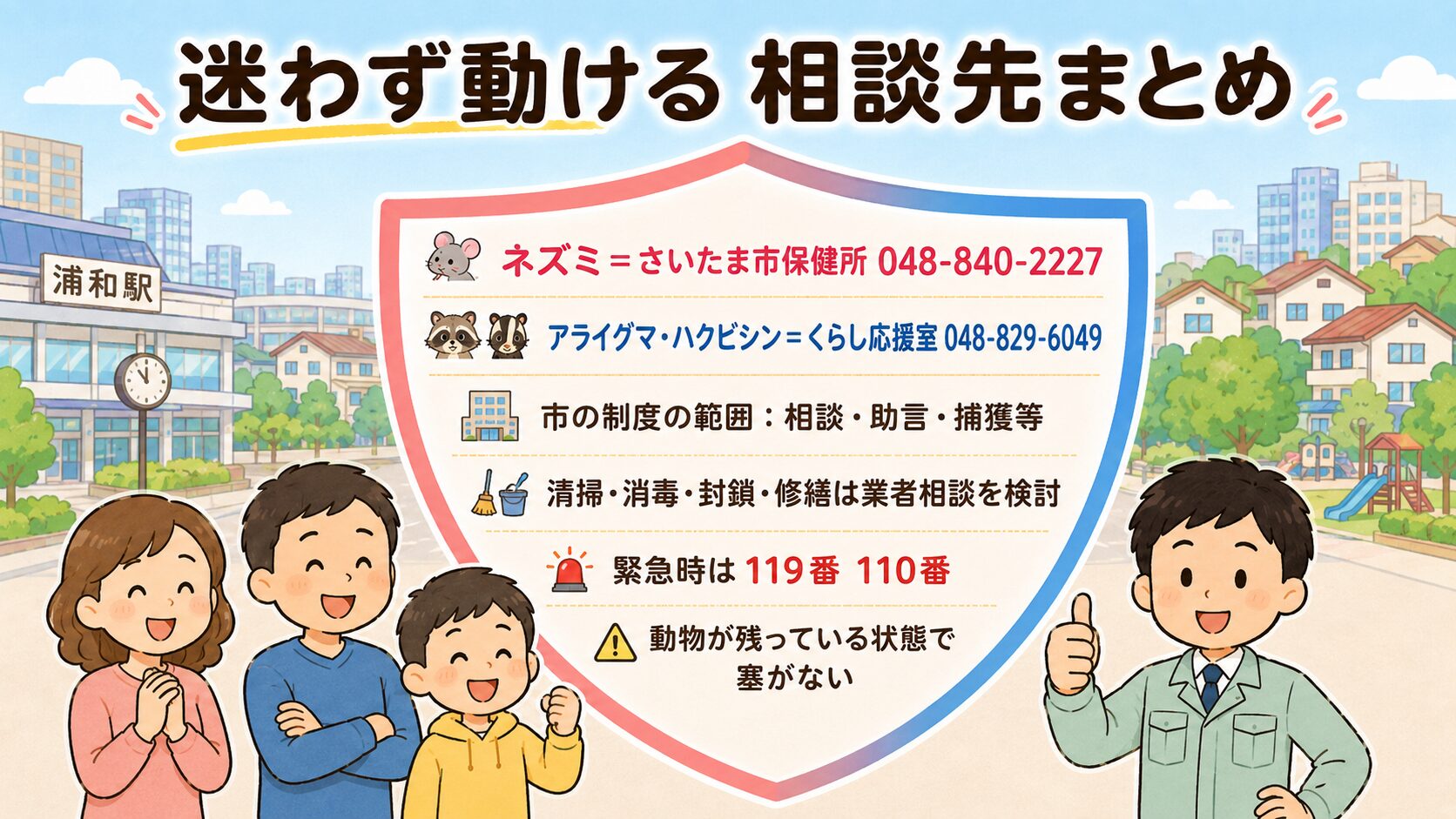浦和区の害獣駆除まとめイメージ