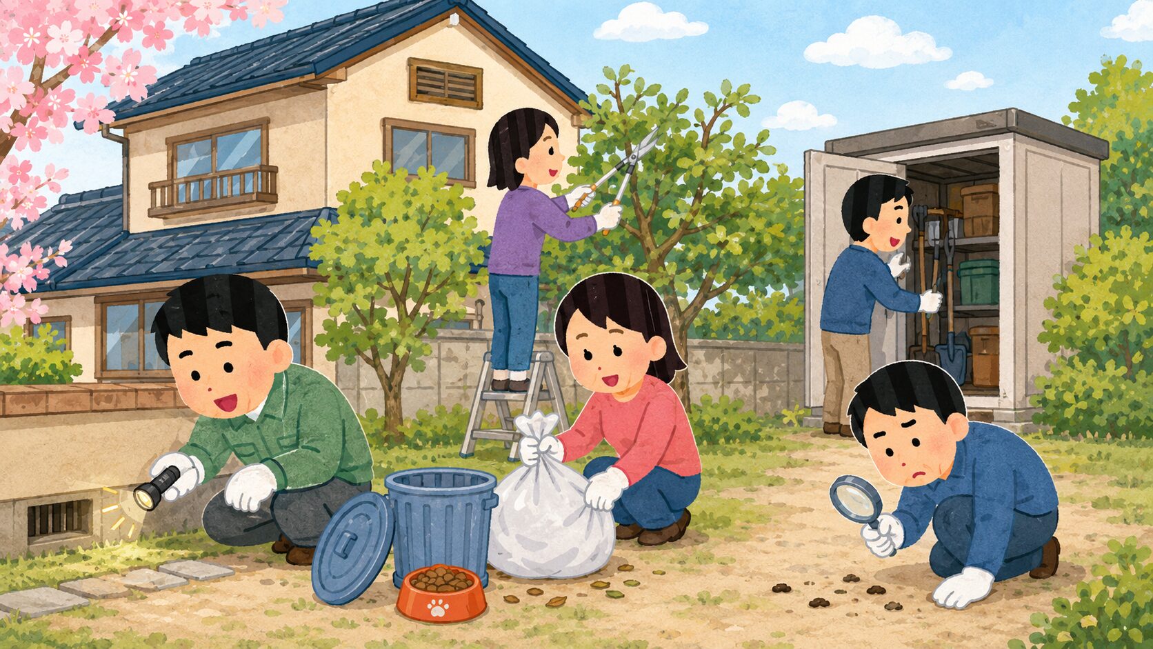 春のうちにやるべき予防対策を示すイメージ