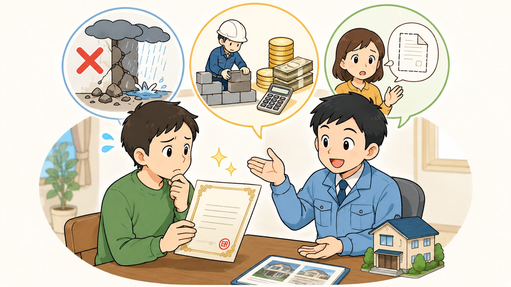 保証付きでも対象外条件や追加工事で差が出ることを示すH2画像