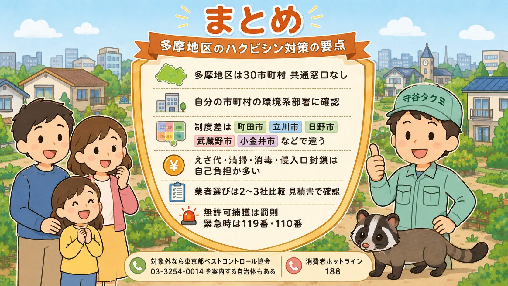 多摩地区のハクビシン駆除のまとめを示す画像