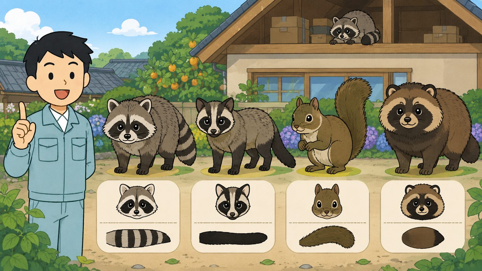 鎌倉市でアライグマとハクビシンやタヌキなどを見分けるポイントを示すH2画像