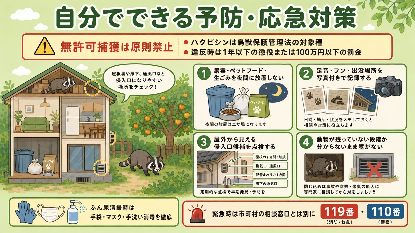多摩地区で自分でできる予防と応急対策を示すH2画像