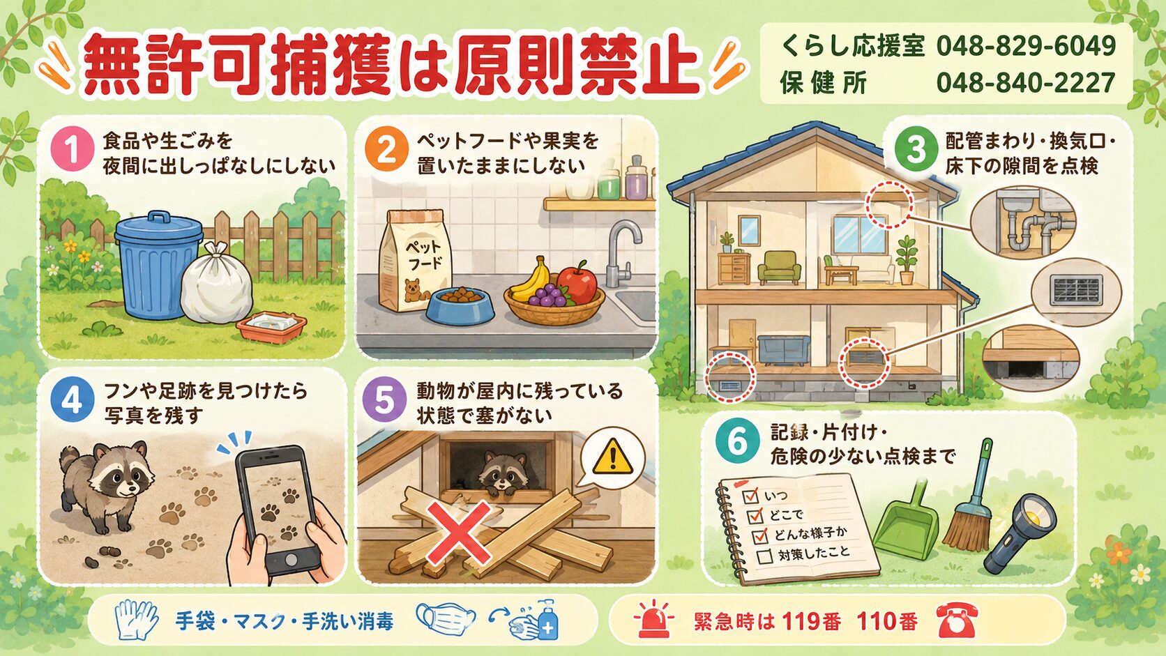 自分でできる害獣予防対策のイメージ