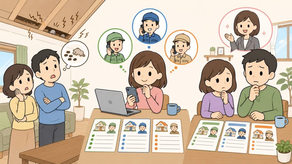 被害が出始めた家庭や比較検討中の読者に無料相談が向いていることを表現したH2画像