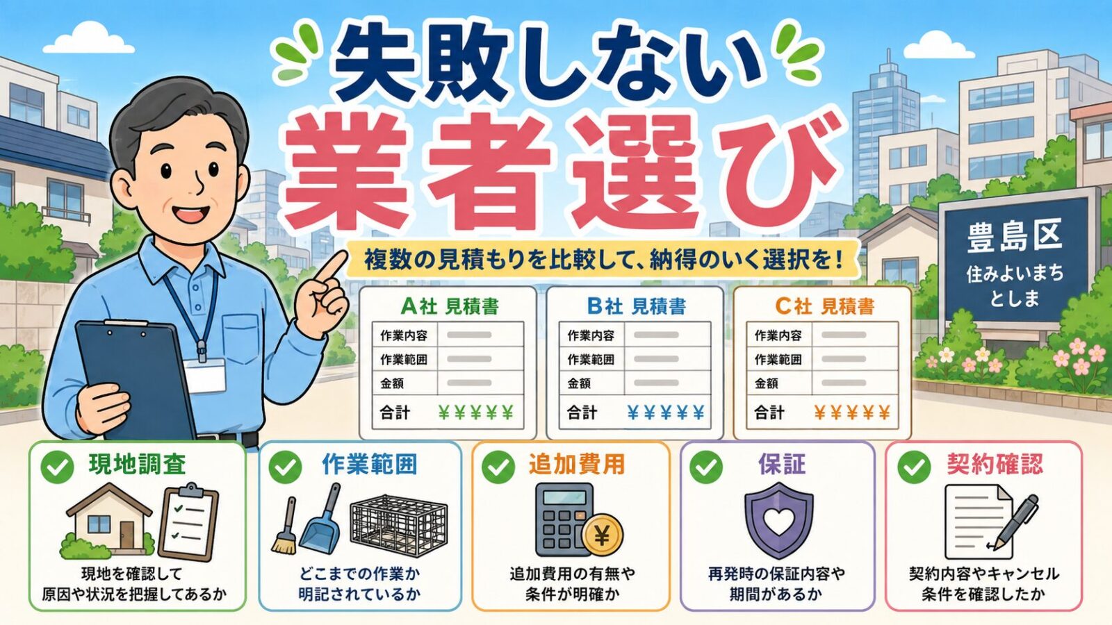 豊島区でハクビシン駆除業者を選ぶときの見積もり比較チェックリスト
