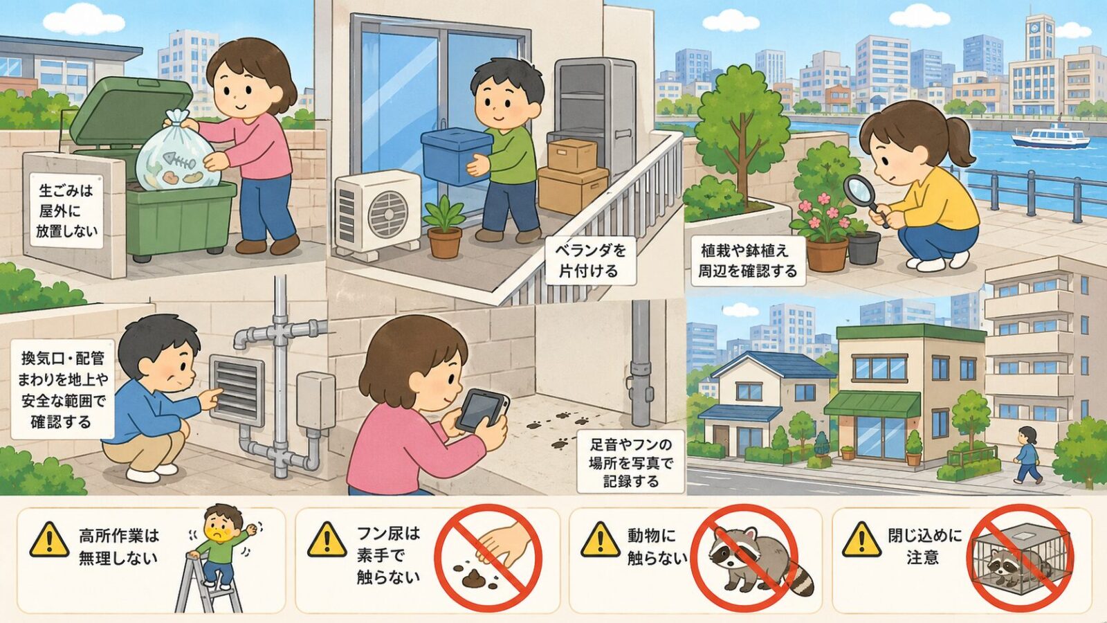 中央区の住宅やマンションで自分でできるハクビシン予防と応急対策