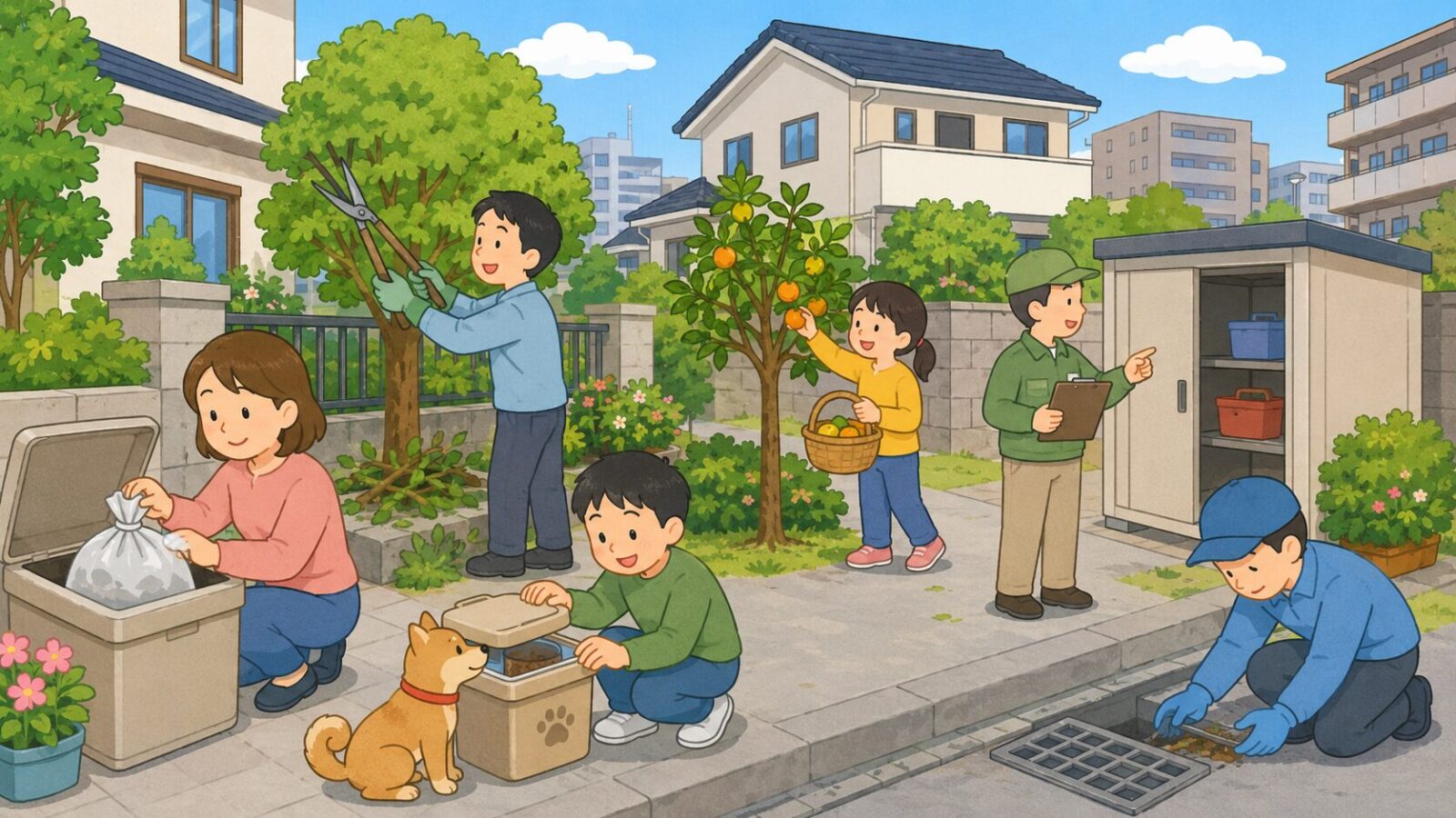 足立区で自分でできるハクビシン予防と応急対策のイラスト