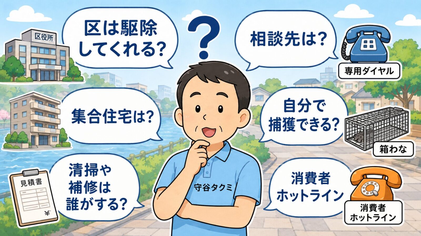 目黒区のハクビシン駆除でよくある質問を整理したイラスト