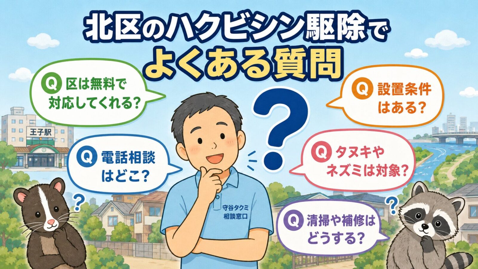 北区のハクビシン駆除でよくある質問を整理したイラスト