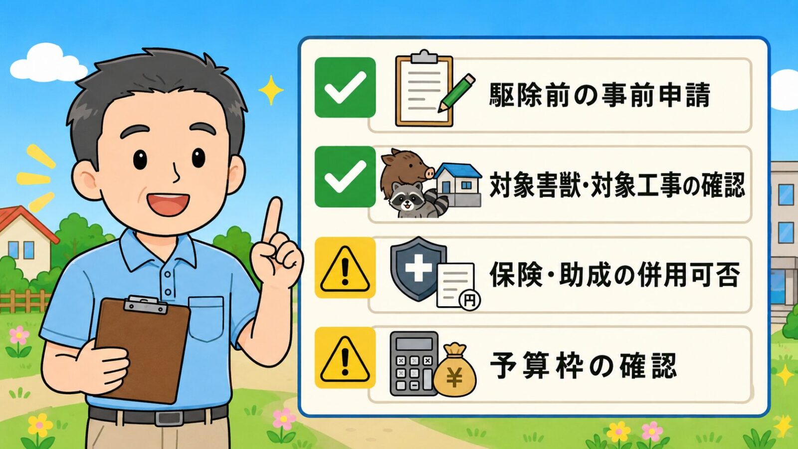 農地家庭菜園住宅で害獣駆除補助金の相談先が変わることを示す図解