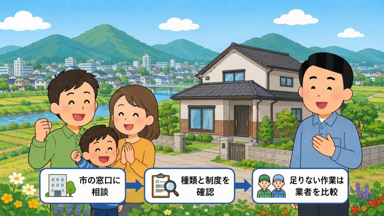 栃木市の害獣駆除は、農林整備課への相談、種類と制度の確認、足りない作業の業者比較で進めることをまとめた図解