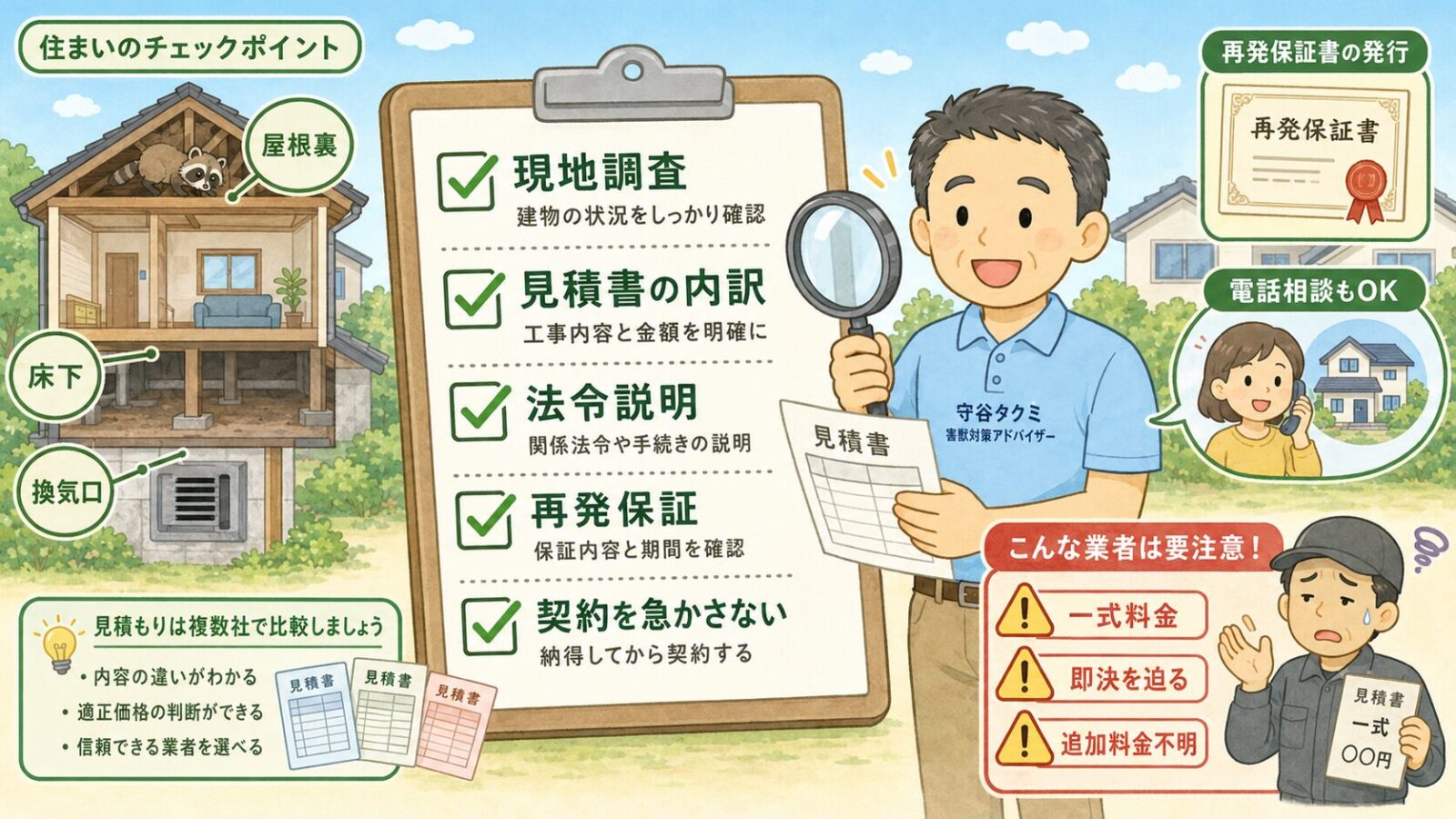 中野区でハクビシン駆除業者を選ぶときの見積もり比較チェックリスト