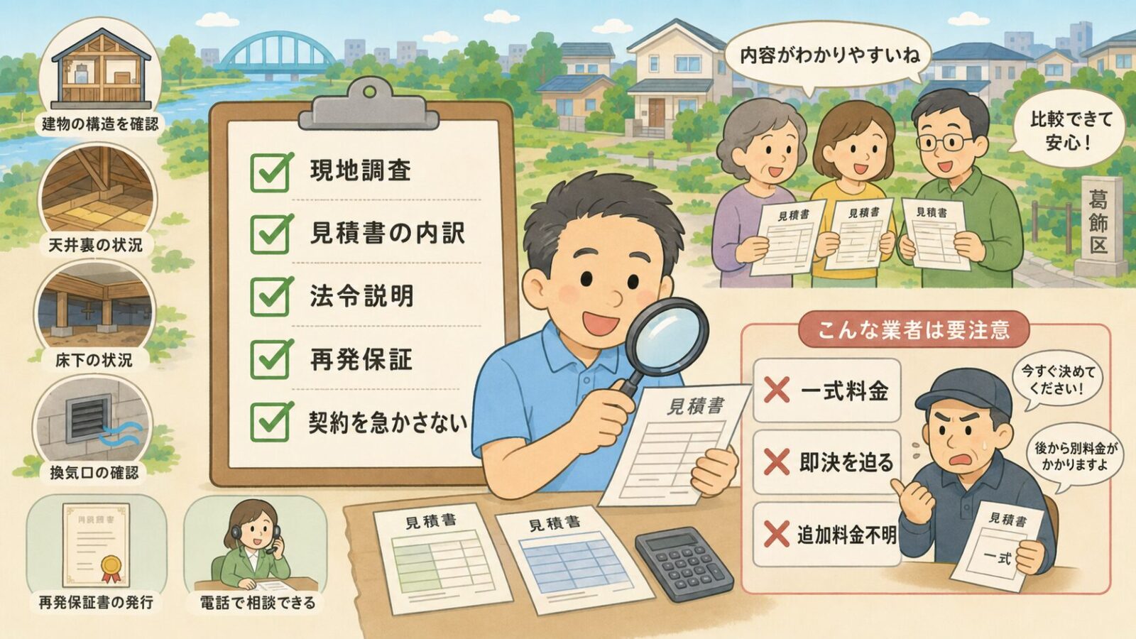 葛飾区でハクビシン駆除業者を選ぶときの見積もり比較チェックリスト