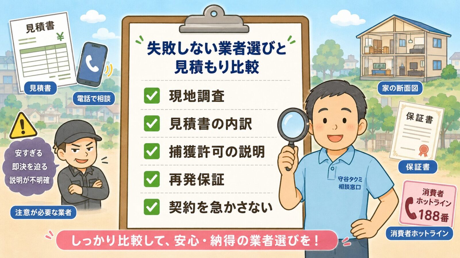 北区でハクビシン駆除業者を選ぶときの見積もり比較チェックリスト