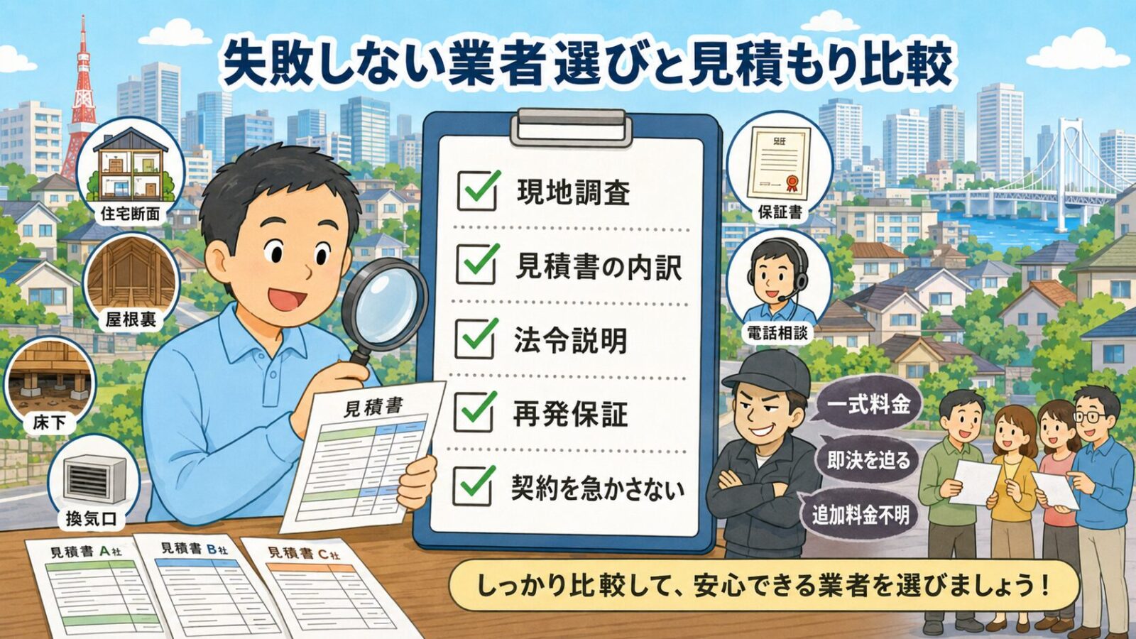 港区でハクビシン駆除業者を選ぶときの見積もり比較チェックリスト