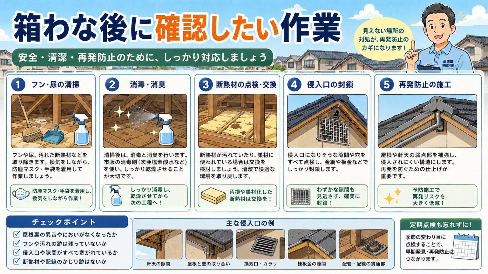 墨田区で箱わな後に確認したい清掃や侵入口封鎖などの作業
