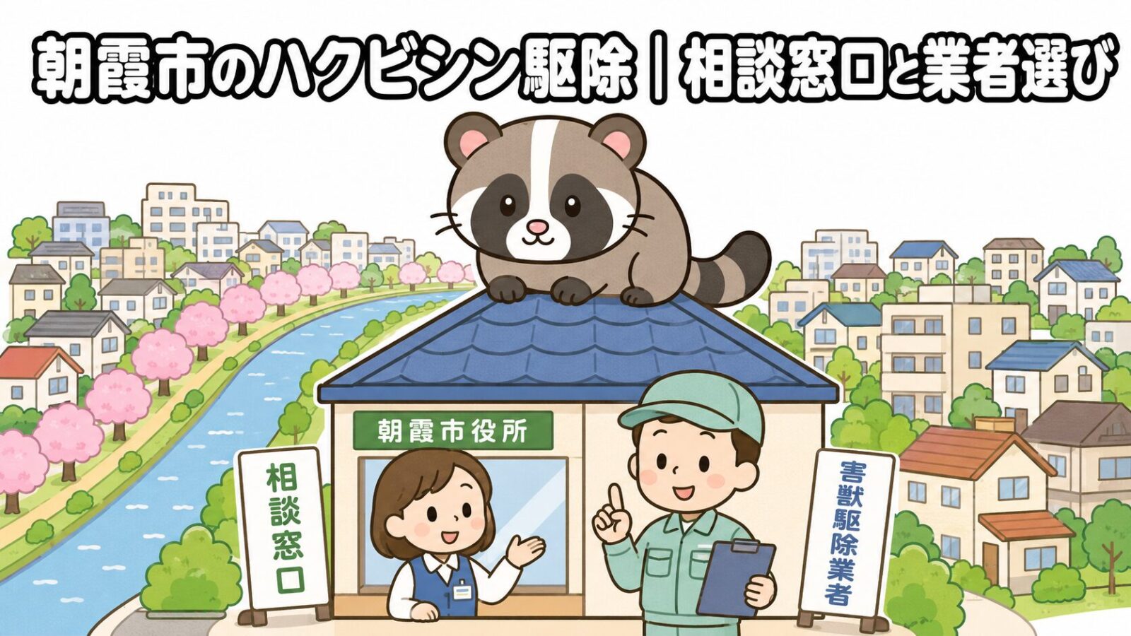 朝霞市ハクビシン駆除 メインアイキャッチ のいらすとや風イラスト