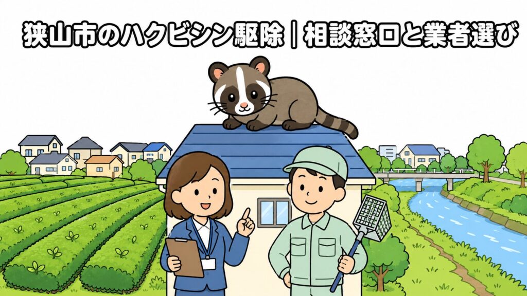 狭山市ハクビシン駆除 メインアイキャッチ のいらすとや風イラスト