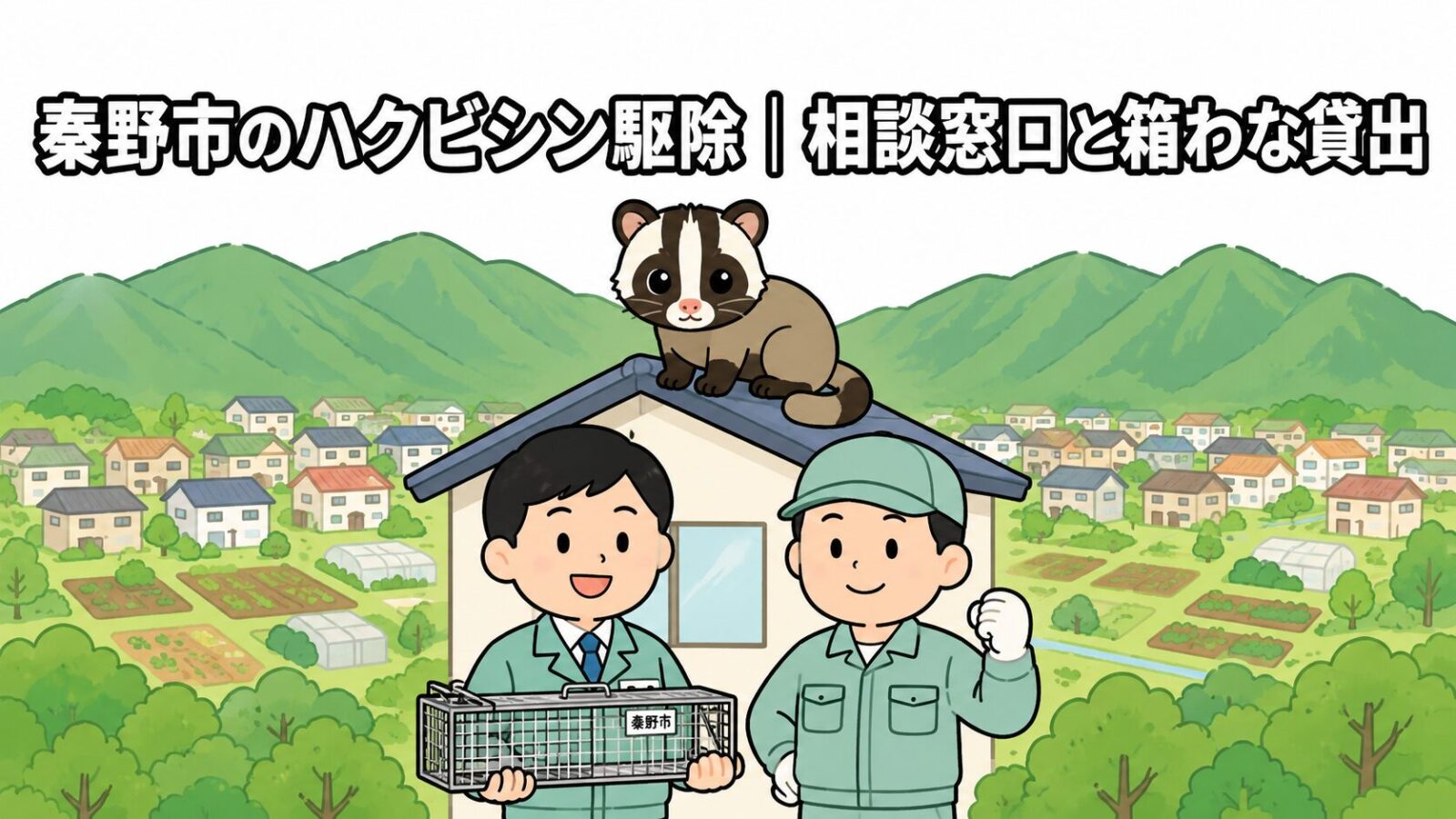秦野市ハクビシン駆除 メインアイキャッチ のいらすとや風イラスト