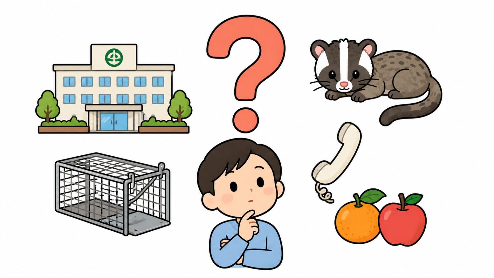 市原市のハクビシン駆除に関する質問に答える相談員のいらすとや風イラスト