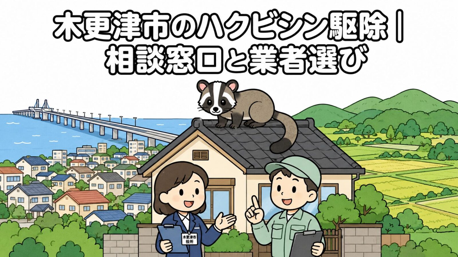 木更津市ハクビシン駆除 メインアイキャッチ のいらすとや風イラスト
