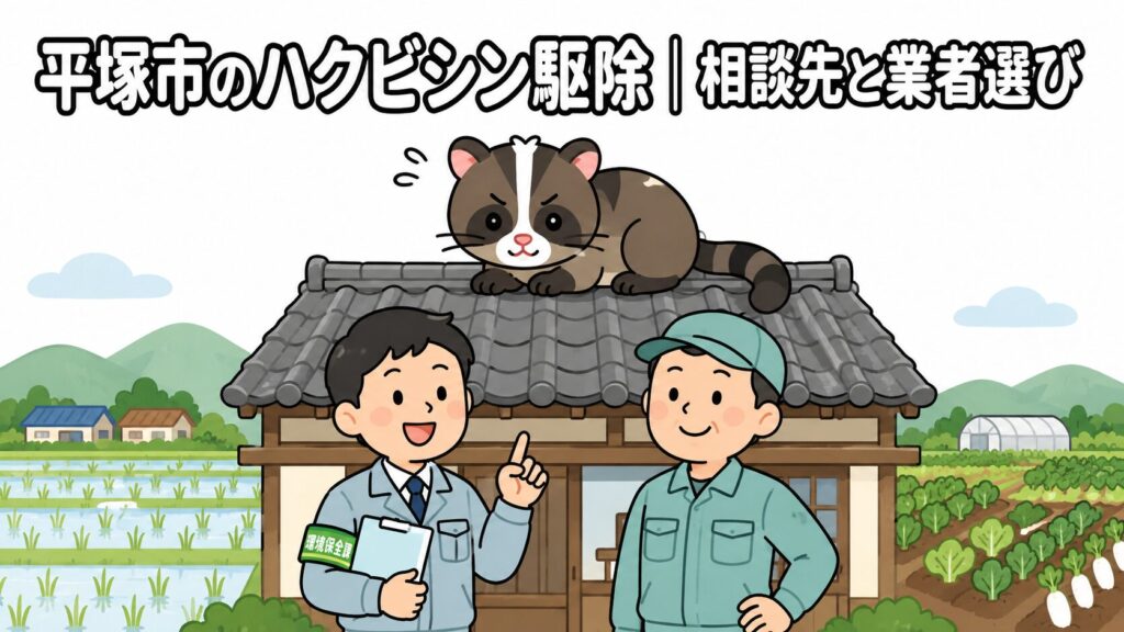 平塚市ハクビシン駆除 メインアイキャッチ のいらすとや風イラスト