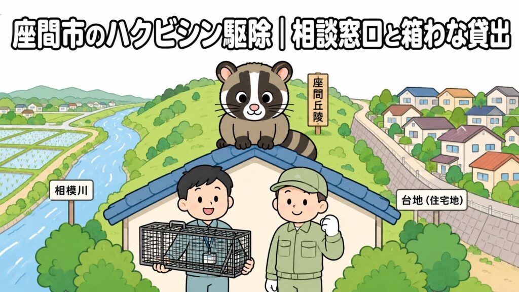 座間市ハクビシン駆除 メインアイキャッチ のいらすとや風イラスト