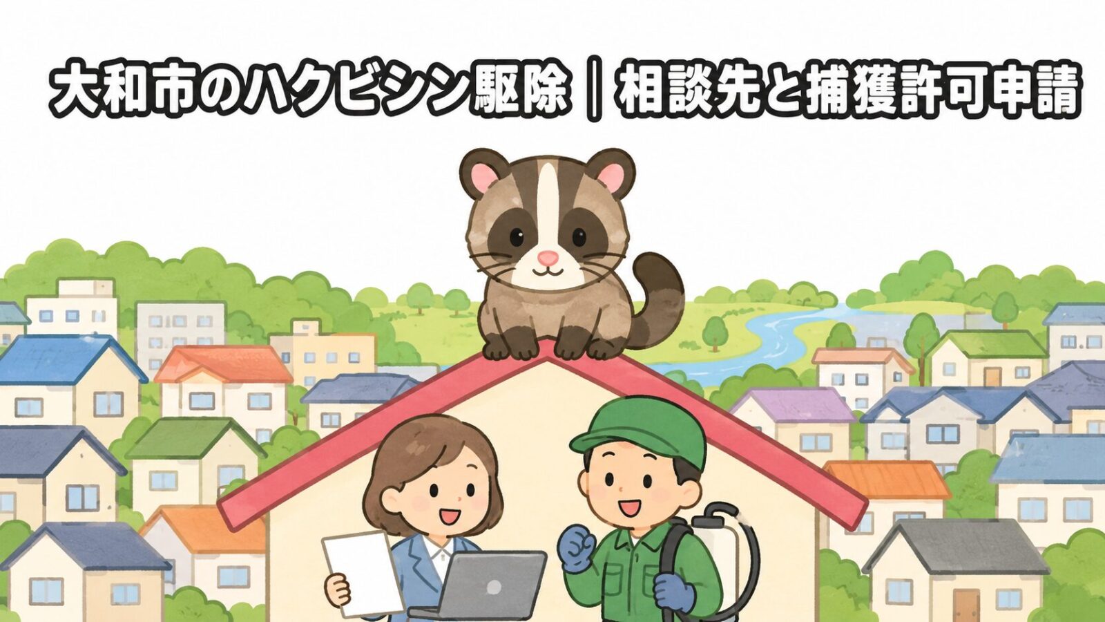 大和市ハクビシン駆除 メインアイキャッチ のいらすとや風イラスト