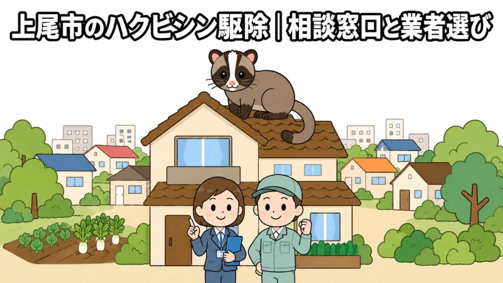 上尾市ハクビシン駆除 メインアイキャッチ のいらすとや風イラスト