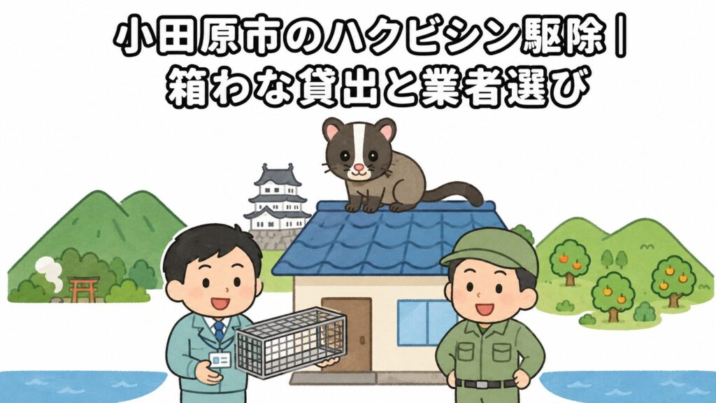 小田原市ハクビシン駆除 メインアイキャッチ のいらすとや風イラスト