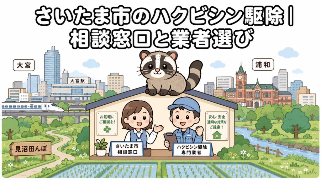 さいたま市ハクビシン駆除 メインアイキャッチ のいらすとや風イラスト