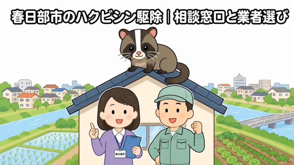 春日部市ハクビシン駆除 メインアイキャッチ のいらすとや風イラスト