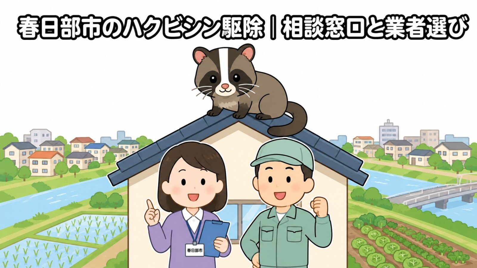春日部市ハクビシン駆除 メインアイキャッチ のいらすとや風イラスト