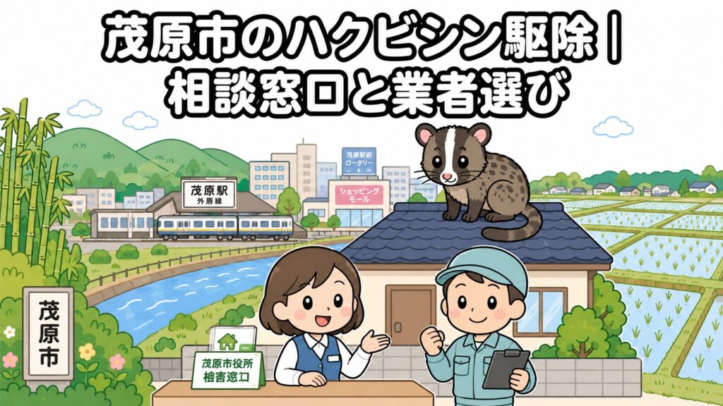 茂原市ハクビシン駆除 メインアイキャッチ のいらすとや風イラスト