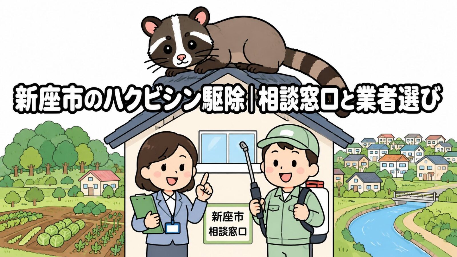 新座市ハクビシン駆除 メインアイキャッチ のいらすとや風イラスト