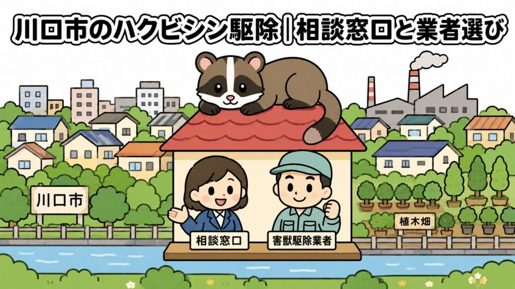 川口市ハクビシン駆除 メインアイキャッチ のいらすとや風イラスト