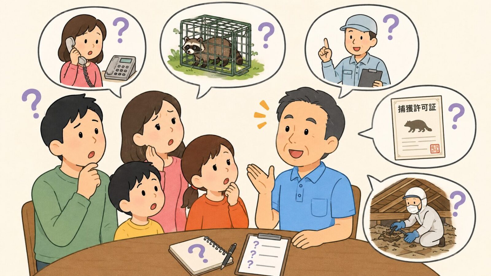 草加市のハクビシン駆除に関するよくある質問をまとめたイラスト