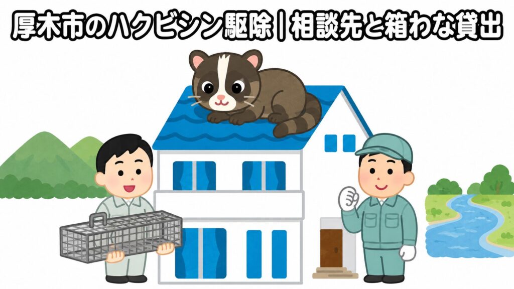 厚木市ハクビシン駆除 メインアイキャッチ のいらすとや風イラスト