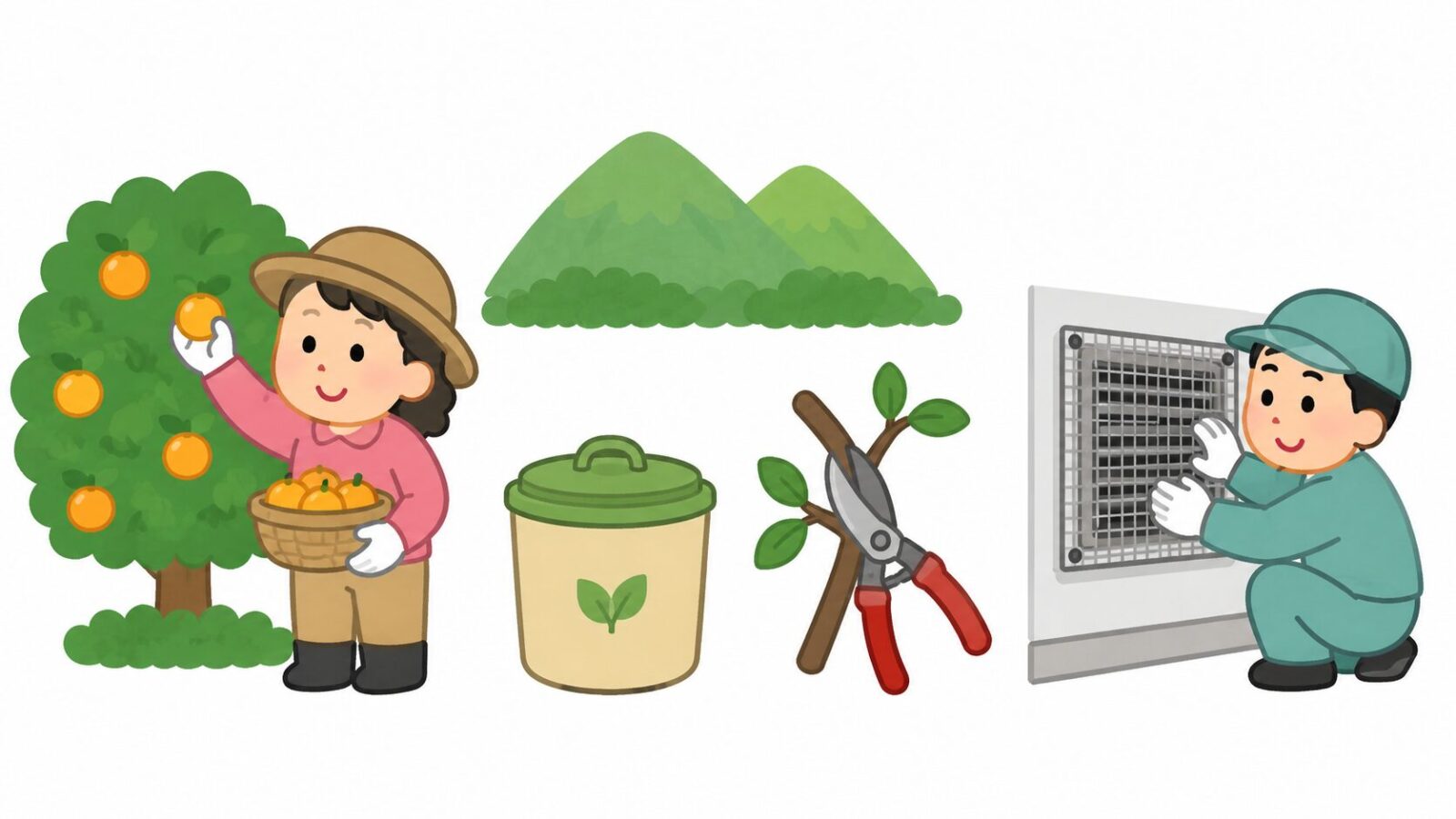 厚木市の住宅でハクビシンの侵入を予防する対策を示すイラスト