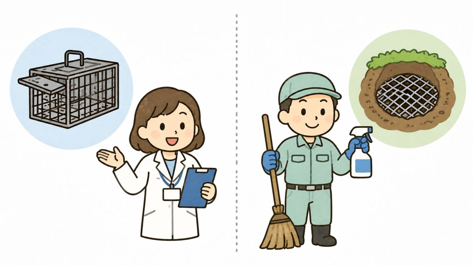 茅ヶ崎市の制度と民間業者の作業範囲を比較したイラスト
