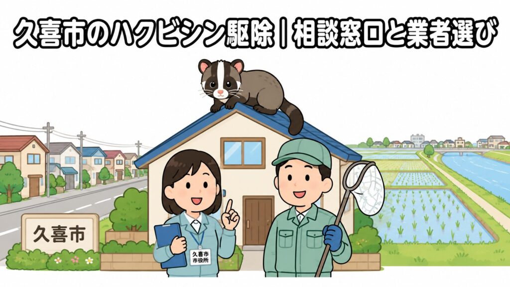 久喜市ハクビシン駆除 メインアイキャッチ のいらすとや風イラスト