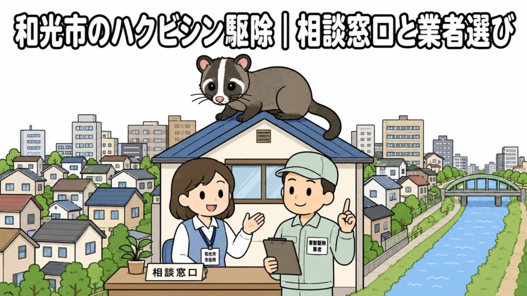 和光市ハクビシン駆除 メインアイキャッチ のいらすとや風イラスト