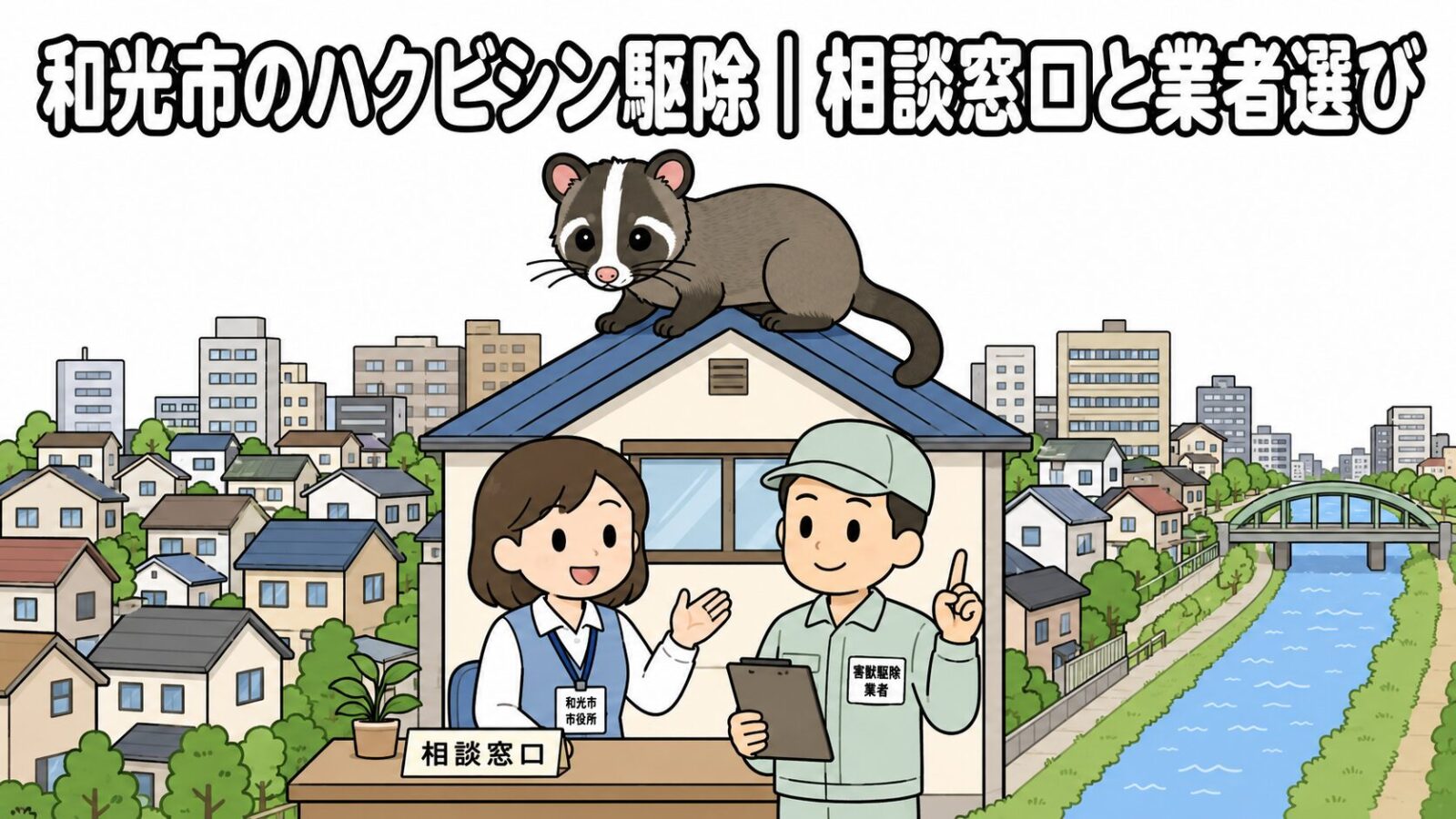 和光市ハクビシン駆除 メインアイキャッチ のいらすとや風イラスト